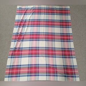Vintage Pendleton Brown Red & Blue Plaid Soft Felt Wool Throw Blanket Winter